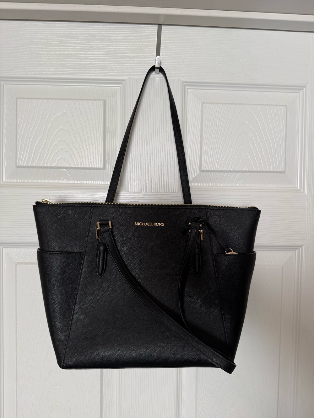 Michael Kors Black Saffiano Tote with Gold Hardware